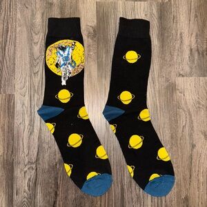 Astronaut Themed Black and Yellow Socks